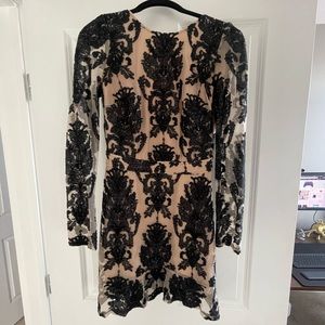 For love & lemons black lace mini dress